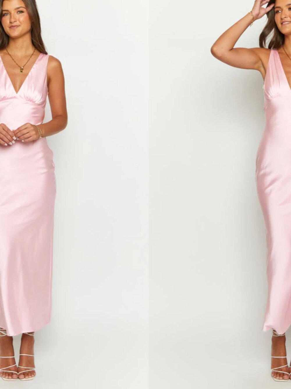 Verlaine Pink Satin Maxi Dress - Picture 2 of 3